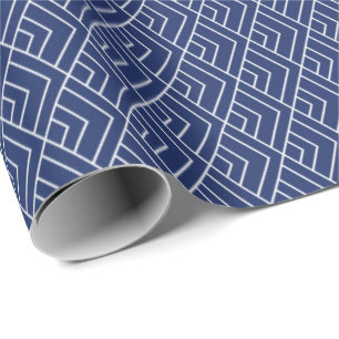 Papier Cadeau Motif géométrique bleu japonais transparent