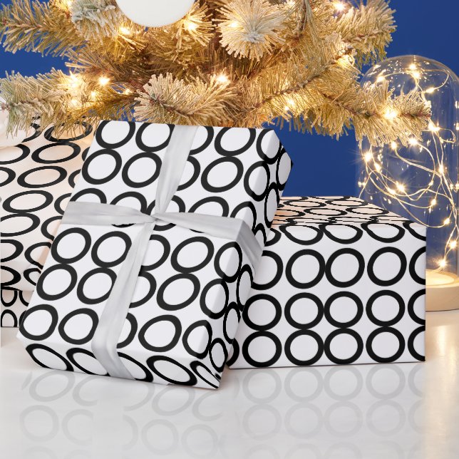 Papier Cadeau Motif géométrique Cercle noir et blanc (Vacances)