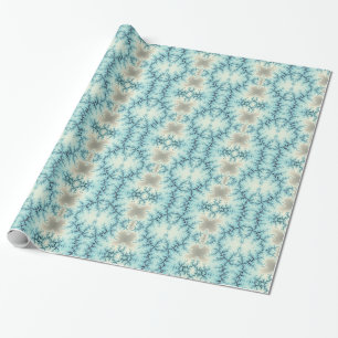 Papier Cadeau motif géométrique de flocons de neige gris bleu Ab