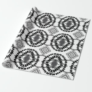 Papier Cadeau Motif géométrique de flux noir et blanc