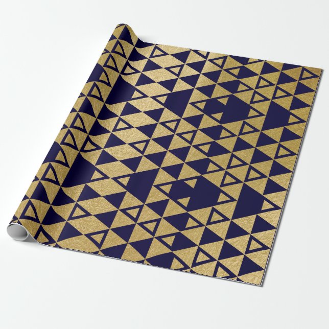 Papier Cadeau Motif géométrique de triangle de feuille d'or de (Déroulé)