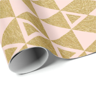 Papier Cadeau Motif géométrique de triangle de feuille d'or de