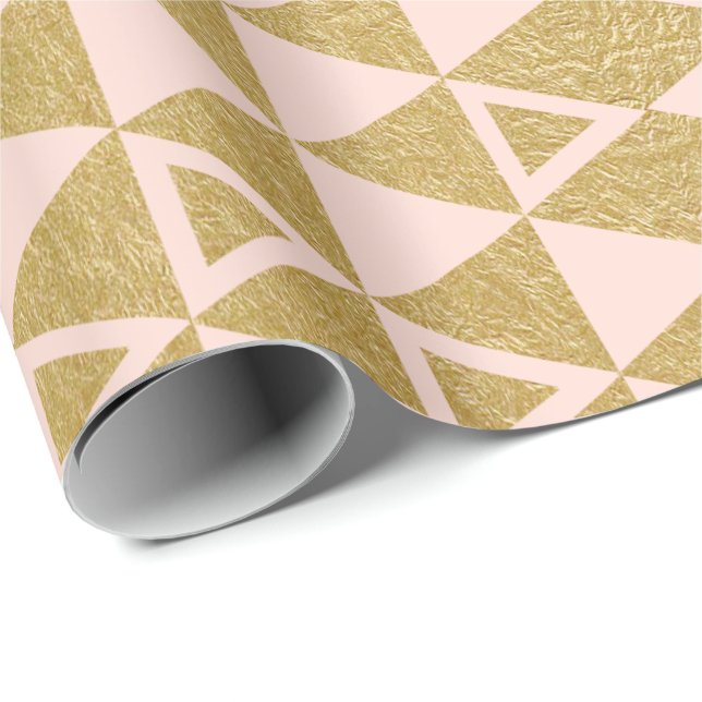 Papier Cadeau Motif géométrique de triangle de feuille d'or de (Coin rond)