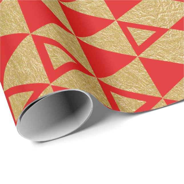 Papier Cadeau Motif géométrique de triangle de feuille d'or de (Coin rond)