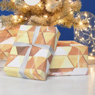 Papier Cadeau Motif géométrique de triangles jaunes marron vinta