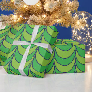 Papier Cadeau Motif géométrique demi-cercle vert géométrique