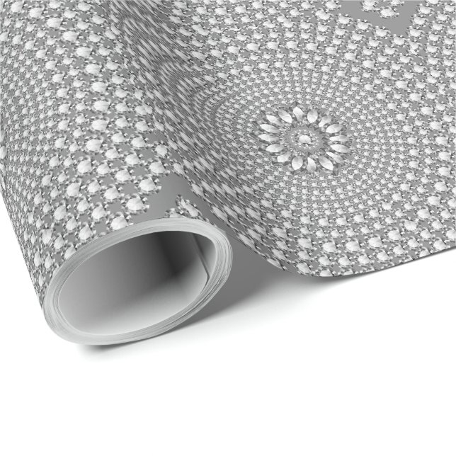 Papier Cadeau Motif géométrique Diamants blancs (Coin rond)