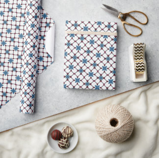 Papier Cadeau Motif géométrique en bleu, blanc et rouge