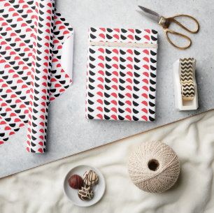 Papier Cadeau Motif géométrique en demi-cercle rouge noir
