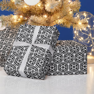 Papier Cadeau Motif géométrique hexagonal noir rétro
