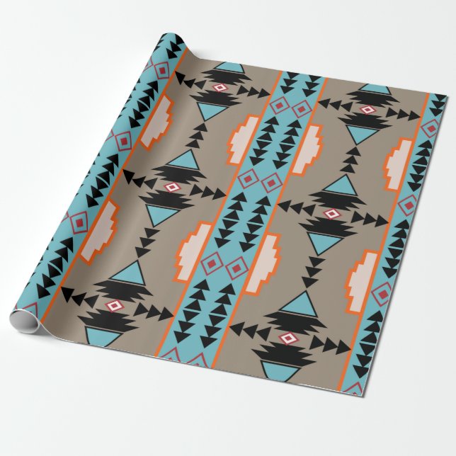 Papier Cadeau Motif géométrique mexicain Aztec (Déroulé)