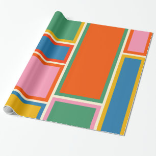 Papier Cadeau Motif géométrique minimaliste moderne rétro coloré