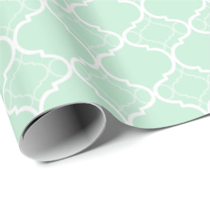 Papier Cadeau Motif géométrique Mint Green Quatrefoil