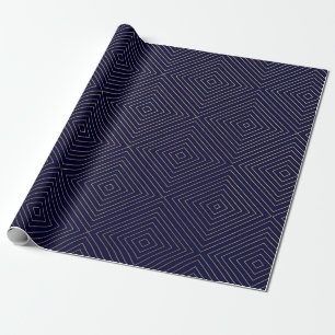 Papier Cadeau Motif géométrique moderne de carrés d'or sur le