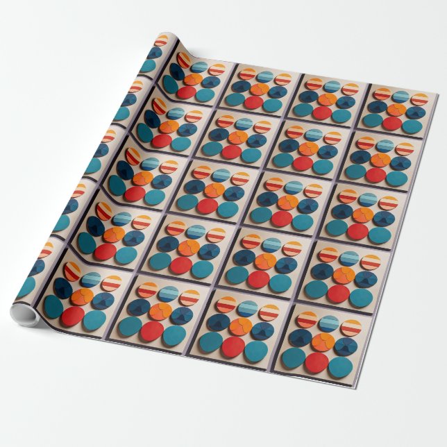 Papier Cadeau Motif géométrique moderne du milieu du siècle (Déroulé)