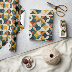 Papier Cadeau Motif géométrique moderne du milieu du siècle rétr