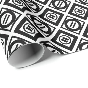 Papier Cadeau Motif géométrique noir élégant en blanc