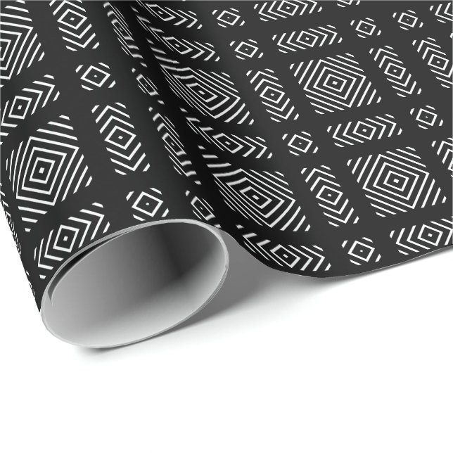 Papier Cadeau Motif géométrique noir et blanc Ama (Coin rond)