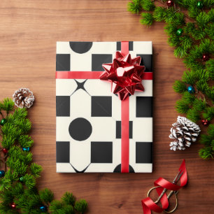 Papier Cadeau Motif géométrique noir et blanc avec cercles