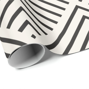 Papier Cadeau Motif géométrique noir et blanc avec chevauchement