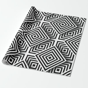 Papier Cadeau Motif géométrique. Noir et blanc. Carrés et st