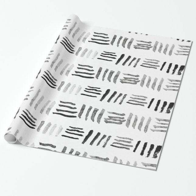 Papier Cadeau Motif géométrique original d'aquarelle noire (Déroulé)