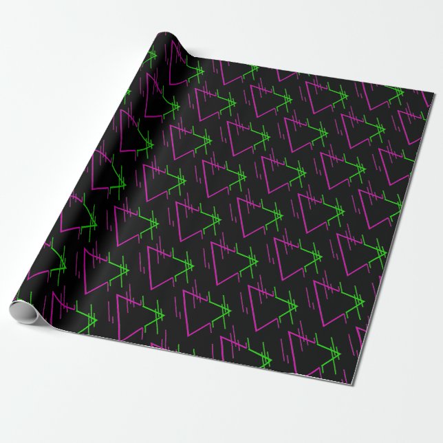 Papier Cadeau Motif géométrique Retro Neon (Déroulé)