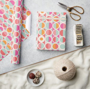 Papier Cadeau Motif géométrique rose orange