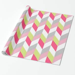 Papier Cadeau Motif géométrique rose vert gris élégant
