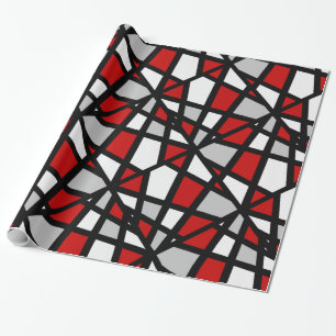 Papier Cadeau Motif géométrique rouge gris noir blanc