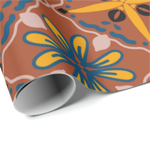 Papier Cadeau Motif géométrique sans couture avec motifs floraux