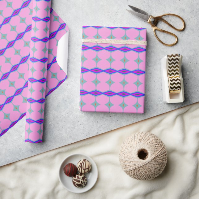 Papier Cadeau Motif géométrique super couleur rose pâle (Artisanat)