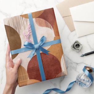 Papier Cadeau Motif géométrique terracotta tons terre Boho