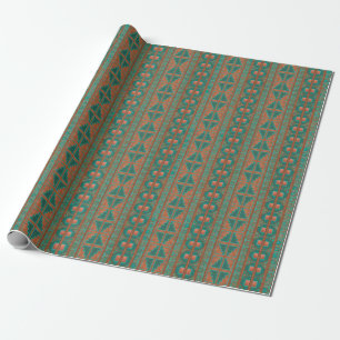 Papier Cadeau Motif géométrique Turquoise en cuivre du sud-ouest