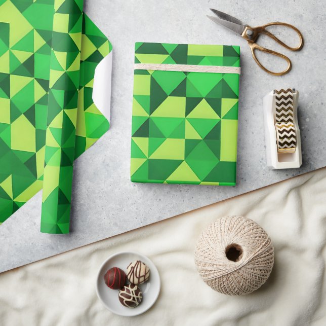 Papier Cadeau Motif géométrique vert Saint Patrick's Day (Artisanat)