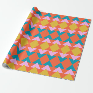 Papier Cadeau Motif géométrique vibre Moderne Orange Bleu
