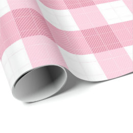 Papier Cadeau Motif Gingham Classique Rose et Blanc