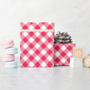 Papier Cadeau Motif Gingham Rouge et Blanc Classique Rustique