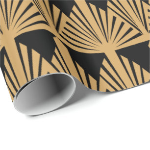 Papier Cadeau Motif Gold et Black Art Déco