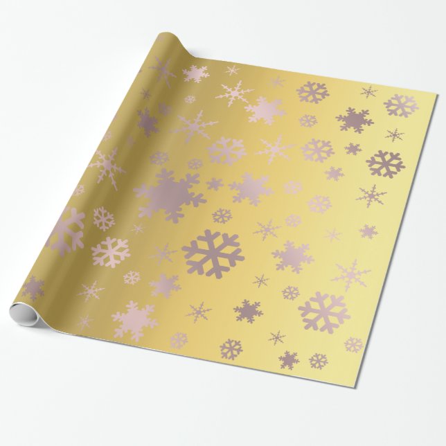 Papier Cadeau Motif Gold & Rose Gold de Noël (Déroulé)