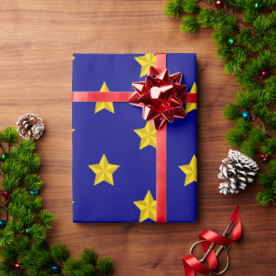 Papier Cadeau Motif Gold Stars, Bleu Marine, Exclusive