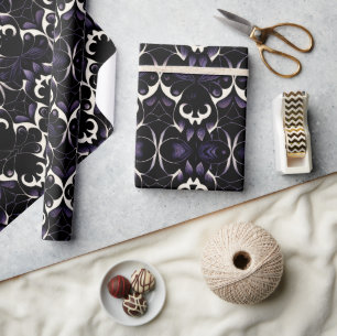 Papier Cadeau Motif gothique noir et violet #2 Papier d'envelopp