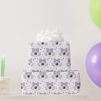 Papier Cadeau Motif Gothique Pastel Effrayant Mignon Œil et Nœud