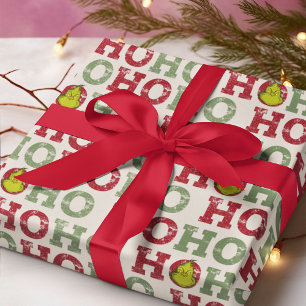 Papier Cadeau Motif Grinch Ho Ho Ho