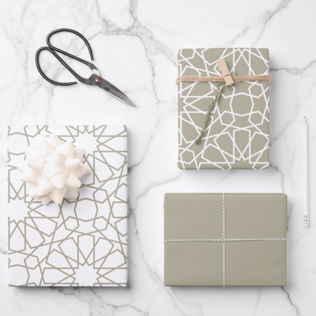 Papier cadeau Motif gris Arabesque (Recto)