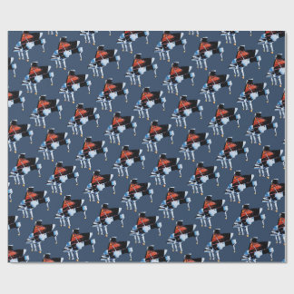 Papier Cadeau Motif gris bleu piano à l'aquarelle élégant