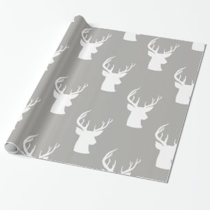 Papier Cadeau Motif gris de Noël de mâle du renne   Antler  