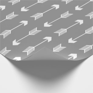 Papier Cadeau Motif gris et blanc de flèches