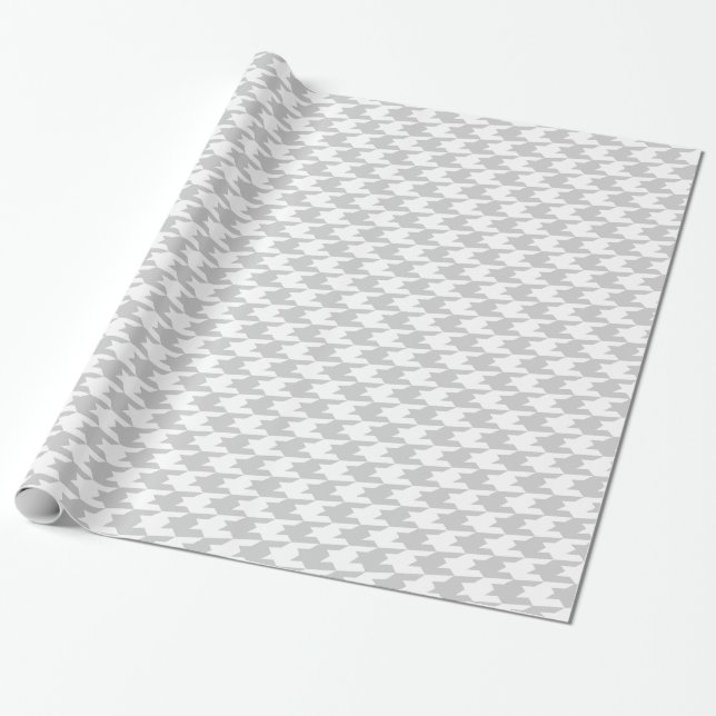 Papier Cadeau Motif gris et blanc Houndstooth (Déroulé)