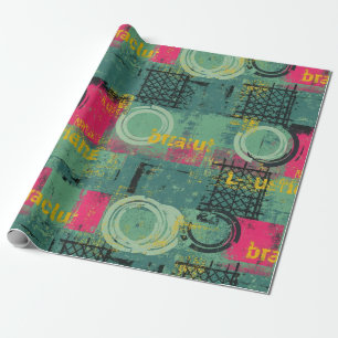 Papier Cadeau Motif Grunge Abstrait avec Formes Géométriques